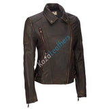 Biker / Motorcycle Jacket - Women Real Lambskin Leather Biker Jacket KW128 - Koza Leathers