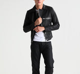 Biker Jacket - Men Real Lambskin Motorcycle Leather Biker Jacket KM269 - Koza Leathers