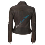 Biker / Motorcycle Jacket - Women Real Lambskin Leather Biker Jacket KW128 - Koza Leathers