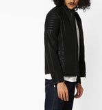 Biker Jacket - Men Real Lambskin Motorcycle Leather Biker Jacket KM639 - Koza Leathers