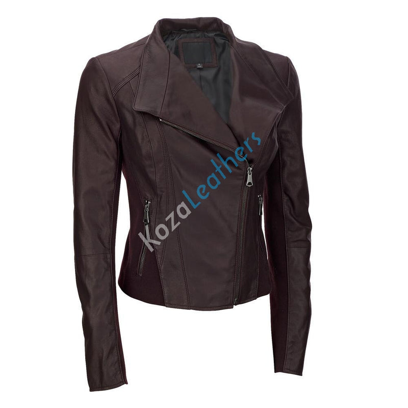 Biker / Motorcycle Jacket - Women Real Lambskin Leather Biker Jacket KW130 - Koza Leathers