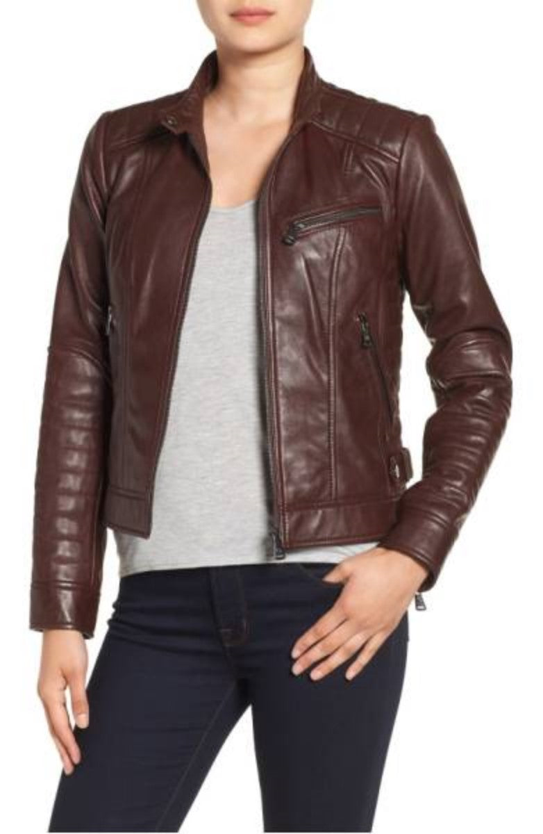 Biker / Motorcycle Jacket - Women Real Lambskin Leather Biker Jacket KW319 - Koza Leathers