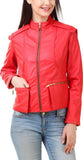 Biker / Motorcycle Jacket - Women Real Lambskin Leather Biker Jacket KW406 - Koza Leathers
