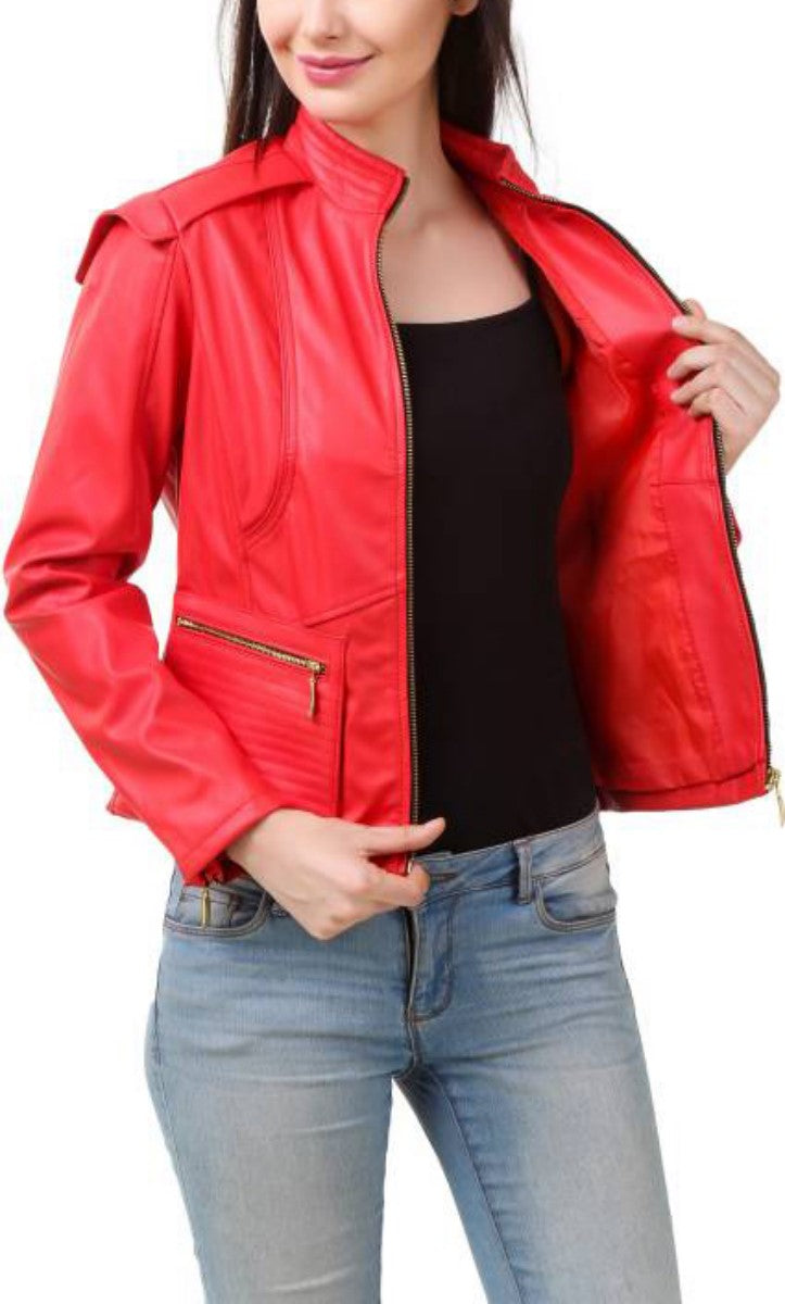 Biker / Motorcycle Jacket - Women Real Lambskin Leather Biker Jacket KW406 - Koza Leathers