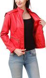 Biker / Motorcycle Jacket - Women Real Lambskin Leather Biker Jacket KW406 - Koza Leathers