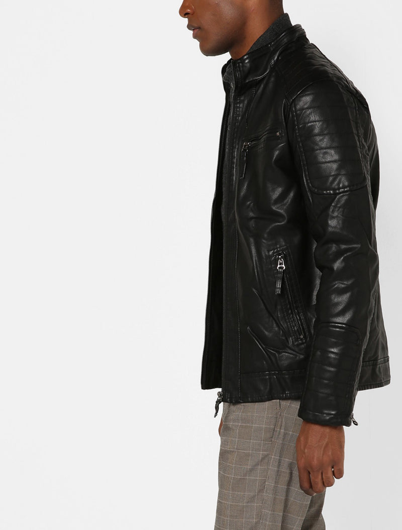 Biker Jacket - Men Real Lambskin Motorcycle Leather Biker Jacket KM641 - Koza Leathers