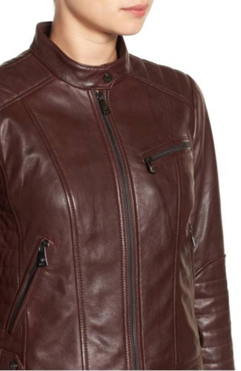 Biker / Motorcycle Jacket - Women Real Lambskin Leather Biker Jacket KW319 - Koza Leathers