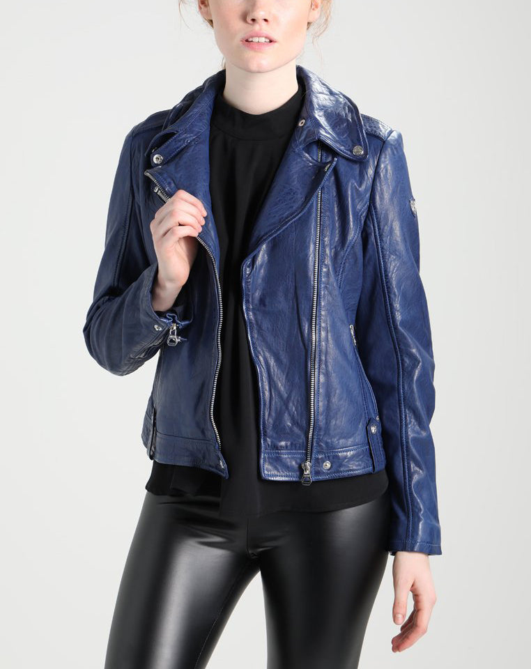 Biker / Motorcycle Jacket - Women Real Lambskin Leather Biker Jacket KW228 - Koza Leathers