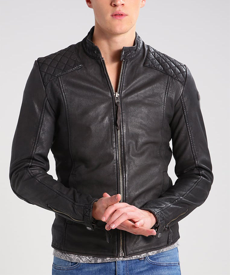 Biker Jacket - Men Real Lambskin Motorcycle Leather Biker Jacket KM272 - Koza Leathers