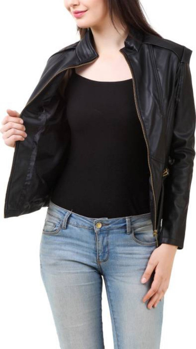 Biker / Motorcycle Jacket - Women Real Lambskin Leather Biker Jacket KW407 - Koza Leathers