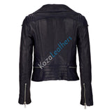 Biker / Motorcycle Jacket - Women Real Lambskin Leather Biker Jacket KW131 - Koza Leathers