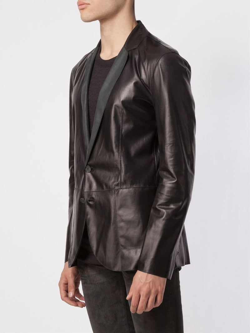 Leather Blazer - Men Real Sheepskin Leather Blazer KB007 - Koza Leathers