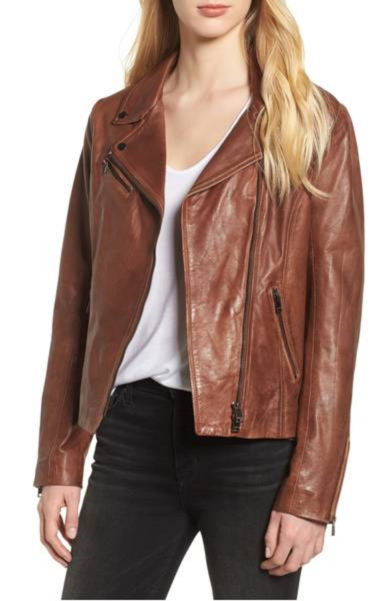 Biker / Motorcycle Jacket - Women Real Lambskin Leather Biker Jacket KW321 - Koza Leathers