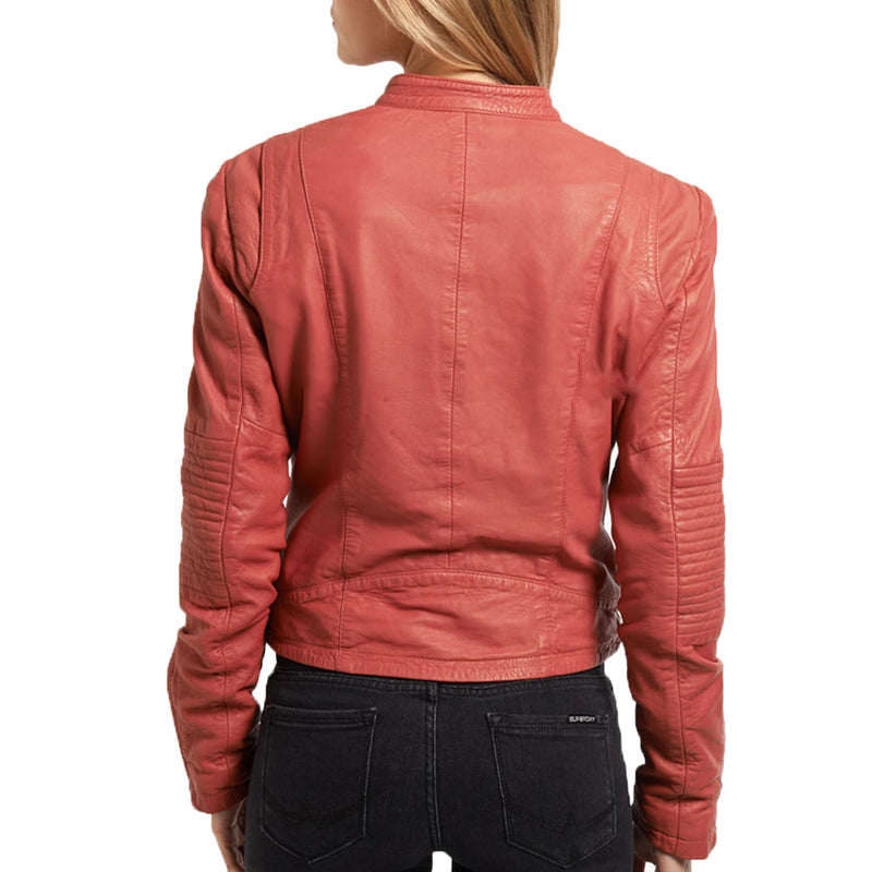Biker / Motorcycle Jacket - Women Real Lambskin Leather Biker Jacket KW474 - Koza Leathers