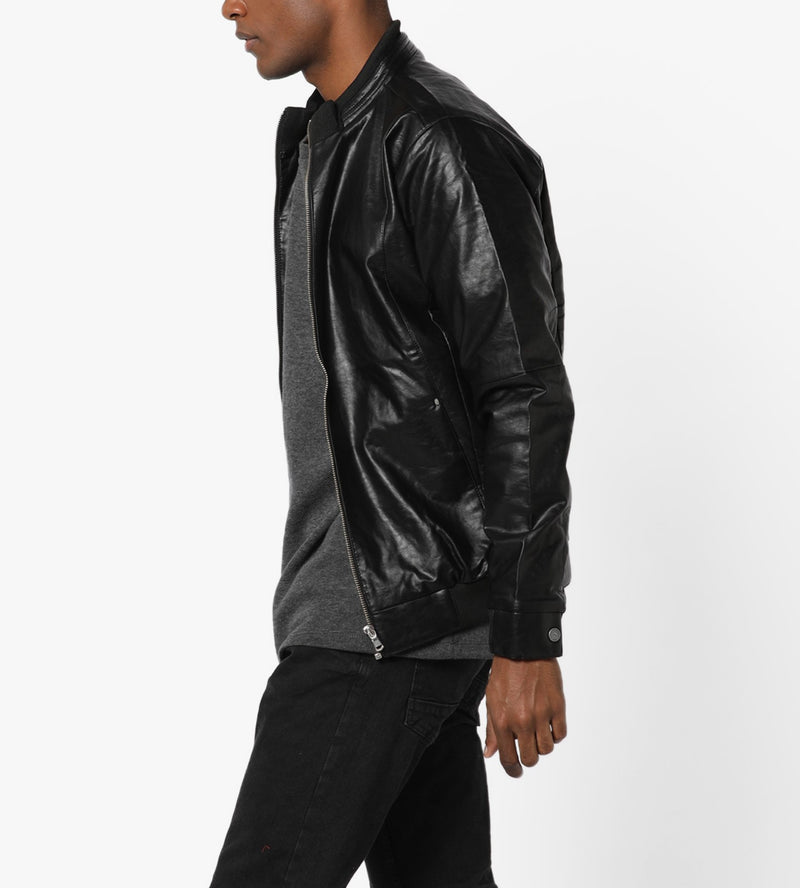 Biker Jacket - Men Real Lambskin Motorcycle Leather Biker Jacket KM643 - Koza Leathers