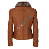 Biker / Motorcycle Jacket - Women Real Lambskin Leather Biker Jacket KW132 - Koza Leathers