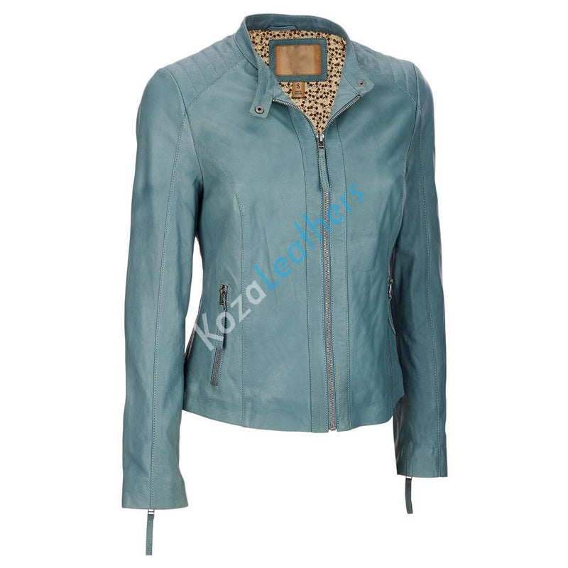 Biker / Motorcycle Jacket - Women Real Lambskin Leather Biker Jacket KW133 - Koza Leathers