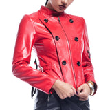 Biker / Motorcycle Jacket - Women Real Lambskin Leather Biker Jacket KW475 - Koza Leathers