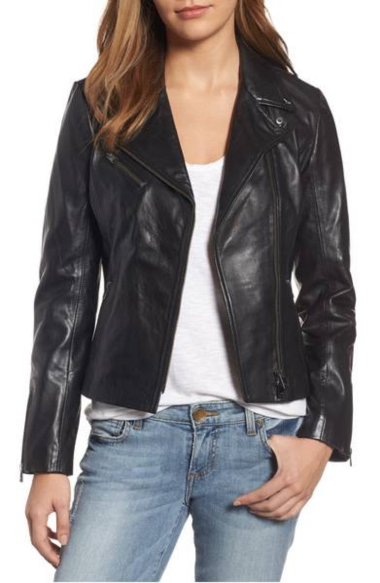 Biker / Motorcycle Jacket - Women Real Lambskin Leather Biker Jacket KW322 - Koza Leathers