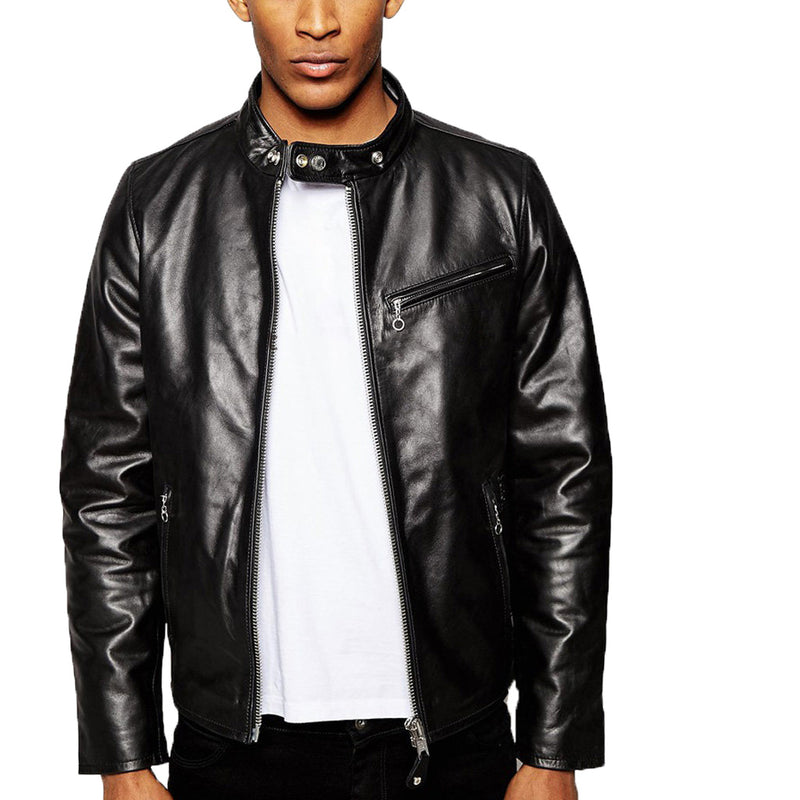 Biker Jacket - Men Real Lambskin Motorcycle Leather Biker Jacket KM344 - Koza Leathers