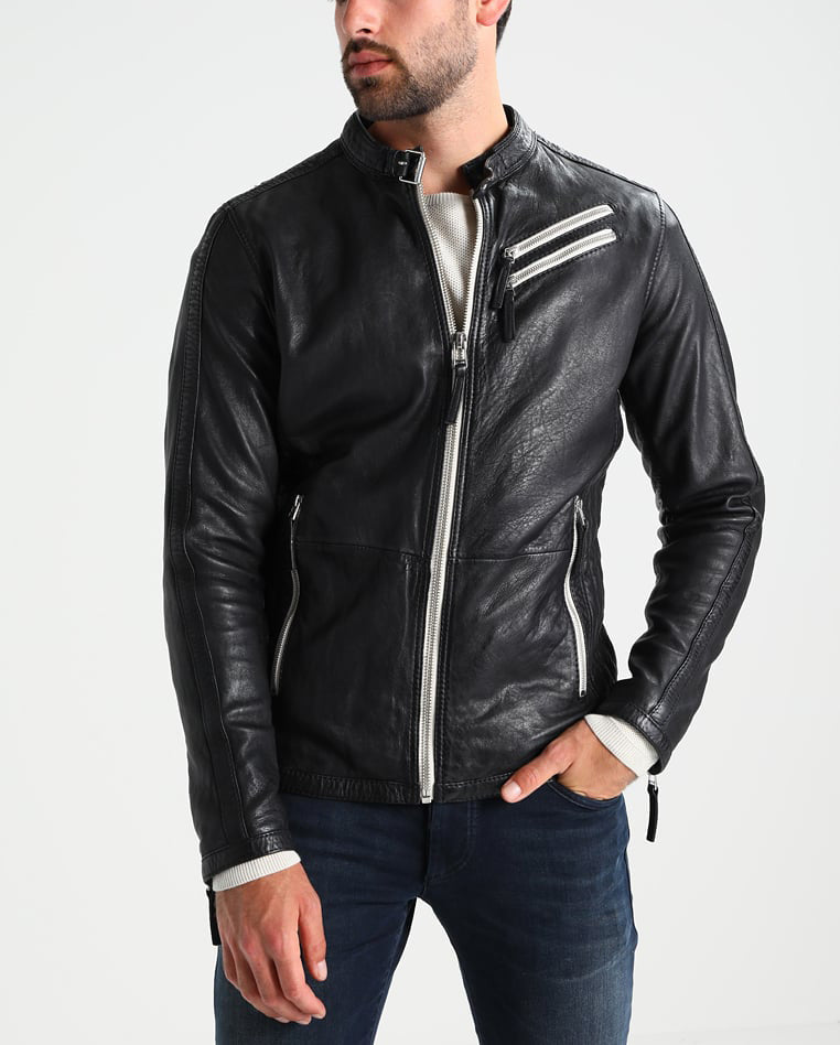 Biker Jacket - Men Real Lambskin Motorcycle Leather Biker Jacket KM274 - Koza Leathers