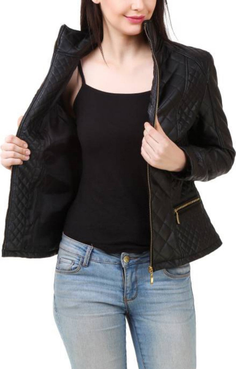 Biker / Motorcycle Jacket - Women Real Lambskin Leather Biker Jacket KW409 - Koza Leathers