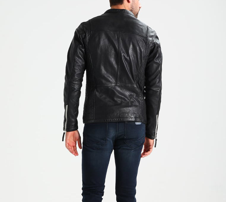 Biker Jacket - Men Real Lambskin Motorcycle Leather Biker Jacket KM274 - Koza Leathers