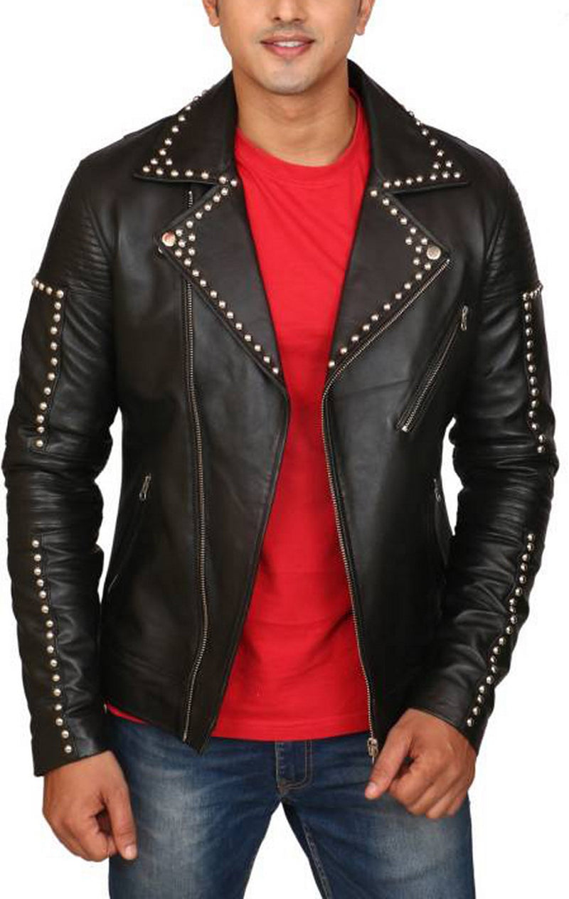 Biker Jacket - Men Real Lambskin Motorcycle Leather Biker Jacket KM422 - Koza Leathers