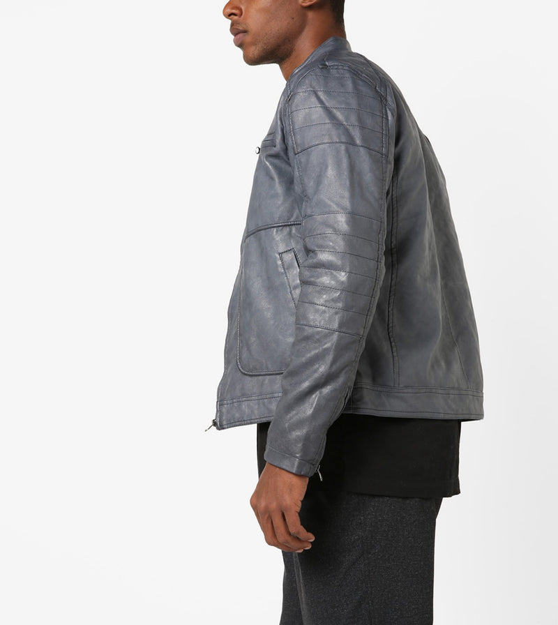 Biker Jacket - Men Real Lambskin Motorcycle Leather Biker Jacket KM644 - Koza Leathers