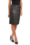 Knee Length Skirt - Women Real Lambskin Leather Slim Fit Skirt WS082 - Koza Leathers