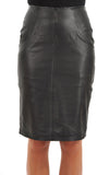 Knee Length Skirt - Women Real Lambskin Leather Slim Fit Skirt WS082 - Koza Leathers