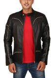Biker Jacket - Men Real Lambskin Motorcycle Leather Biker Jacket KM423 - Koza Leathers