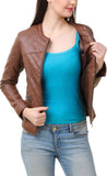 Biker / Motorcycle Jacket - Women Real Lambskin Leather Biker Jacket KW410 - Koza Leathers