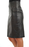 Knee Length Skirt - Women Real Lambskin Leather Slim Fit Skirt WS082 - Koza Leathers