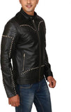 Biker Jacket - Men Real Lambskin Motorcycle Leather Biker Jacket KM423 - Koza Leathers