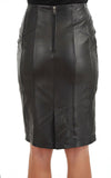 Knee Length Skirt - Women Real Lambskin Leather Slim Fit Skirt WS082 - Koza Leathers