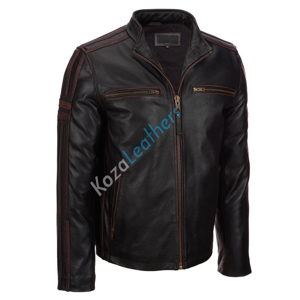 Koza Leathers Men's Genuine Lambskin Bomber Leather Jacket NJ026