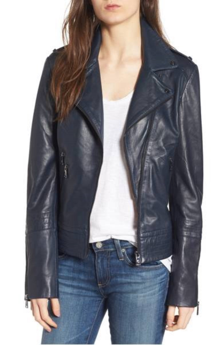 Biker / Motorcycle Jacket - Women Real Lambskin Leather Biker Jacket KW324 - Koza Leathers