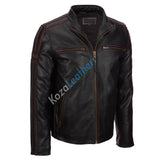 Biker Jacket - Men Real Lambskin Motorcycle Leather Biker Jacket KM176 - Koza Leathers