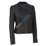Biker / Motorcycle Jacket - Women Real Lambskin Leather Biker Jacket KW135 - Koza Leathers
