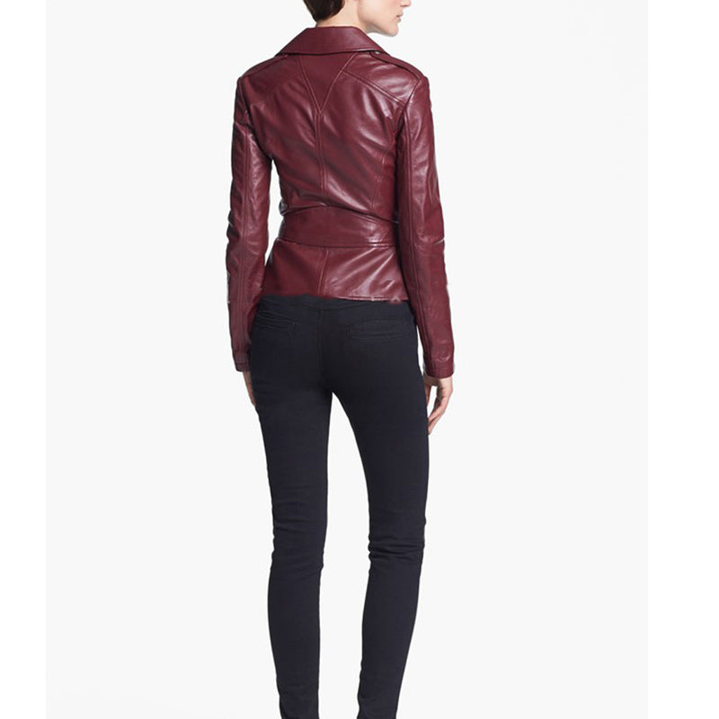 Biker / Motorcycle Jacket - Women Real Lambskin Leather Biker Jacket KW477 - Koza Leathers