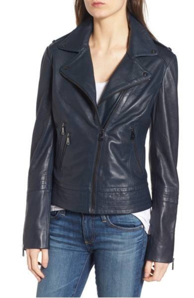 Biker / Motorcycle Jacket - Women Real Lambskin Leather Biker Jacket KW324 - Koza Leathers