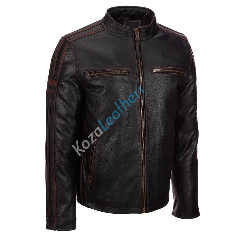 Koza Leathers Men's Genuine Lambskin Bomber Leather Jacket NJ026