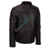 Koza Leathers Men's Genuine Lambskin Bomber Leather Jacket NJ026