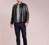 Biker Jacket - Men Real Lambskin Motorcycle Leather Biker Jacket KM276 - Koza Leathers