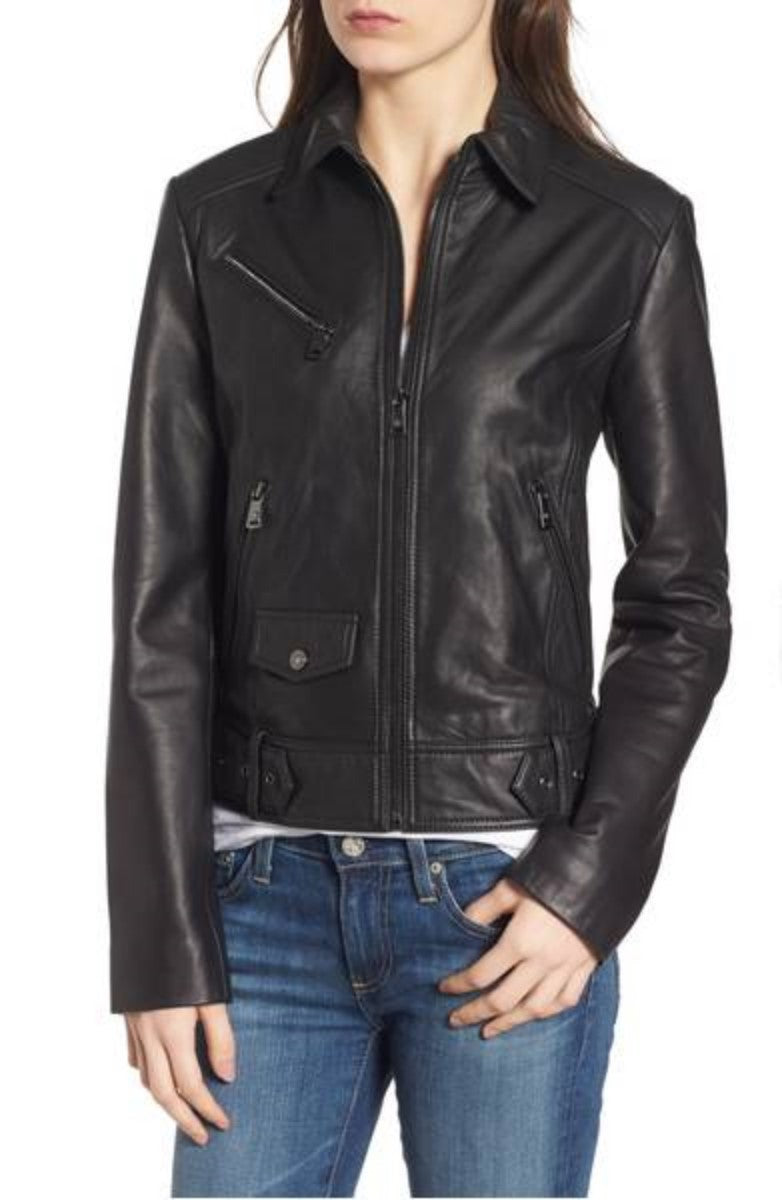 Biker / Motorcycle Jacket - Women Real Lambskin Leather Biker Jacket KW325 - Koza Leathers