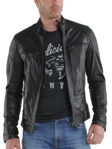 Biker Jacket - Men Real Lambskin Leather Jacket KM148 - Koza Leathers