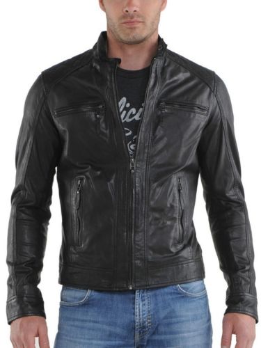 Biker Jacket - Men Real Lambskin Leather Jacket KM148 - Koza Leathers