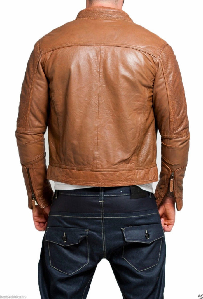 Biker Jacket - Men Real Lambskin Leather Jacket KM150 - Koza Leathers