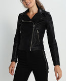 Biker / Motorcycle Jacket - Women Real Lambskin Leather Biker Jacket KW189 - Koza Leathers